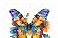Watercolor Flowers and Butterfly PNG Digital Download Product Image 4