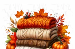 Autumn Digital Prints: Sweaters, Pumpkins, Leaves, PNG Craft Product Image 4