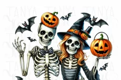 Skeleton Couple PNG Design for Halloween Crafting Product Image 5