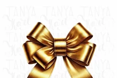 Gold Bow PNG Digital Download, Transparent Sublimation Product Image 5