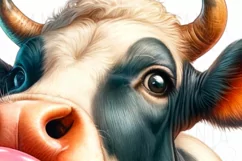 Cow with Bubble Gum PNG Designs for Crafting Projects Product Image 4