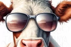 Sunflower Cow Sublimation Design, Farm Animals PNG Product Image 6