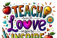 Teach Love Inspire, Sublimation Design, Teacher Life PNG Product Image 5