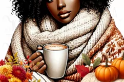 Hello Fall PNG, Autumn Black Girl, Digital Print Product Image 4