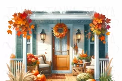 Autumn Porch Sublimation Print, Fall PNG Design for Crafting Product Image 5