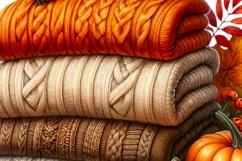 Autumn Digital Prints: Sweaters, Pumpkins, Leaves, PNG Craft Product Image 5