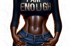 I Am Enough, Digital Wall Art, Stickers, Black Woman Pngs Product Image 5