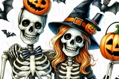 Skeleton Couple PNG Design for Halloween Crafting Product Image 4