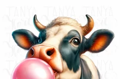 Cow with Bubble Gum PNG Designs for Crafting Projects Product Image 5
