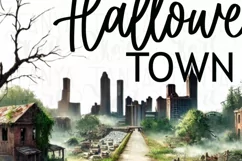 Halloween Town PNG, Digital Download, Watercolor Sublimation Product Image 4
