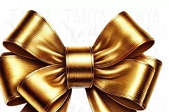 Gold Bow PNG Digital Download, Transparent Sublimation Product Image 4