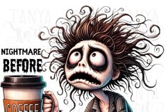 Nightmare Before Coffee PNG, Watercolor Spooky Coffee Vibes Product Image 5