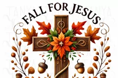 Fall for Jesus He Never Leaves Png, Christian Cross Product Image 5