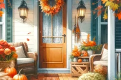 Autumn Porch Sublimation Print, Fall PNG Design for Crafting Product Image 4