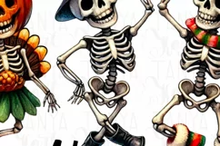 Happy Hallothanksmas PNG, Dancing Skeletons, Funny Halloween Product Image 3