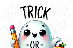 Retro Halloween Trick or Teach PNG Sublimation Design, Funny Product Image 5