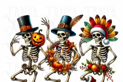 Happy Hallothanksmas Skeletons, Funny PNG Digital Downloads Product Image 5
