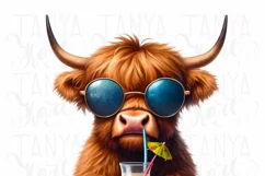 Highland Cow, Beach Vacation, Summer PNG, Sublimation Print Product Image 4