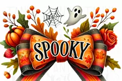 Spooky Mama PNG, Fall Girly Shirt Design, Coquette Bow Product Image 4