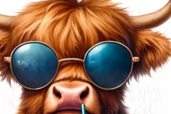 Highland Cow, Beach Vacation, Summer PNG, Sublimation Print Product Image 5