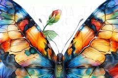 Watercolor Flowers and Butterfly PNG Digital Download Product Image 5