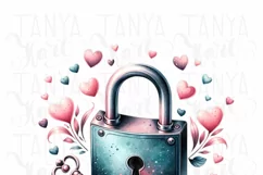 Lock and Key Love Retro PNG for Happy Valentines Day Product Image 5