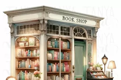 Watercolor Bookstore Illustration, Sublimation PNG Product Image 5