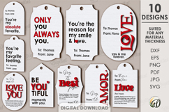 Valentine's Day Gift Tags Bundle Laser Cut. Valentine SVG Product Image 1