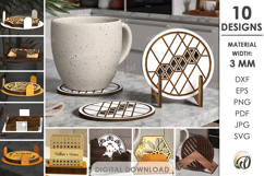 3D Coasters Bundle Laser Cut. Coaster With Holder SVG Product Image 1