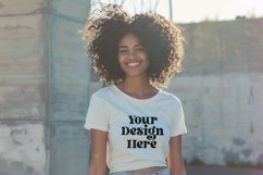 Gildan 5000 Crewneck Women White T-shirt Mockup Product Image 1