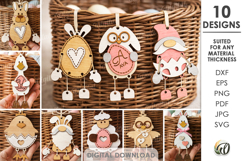 3D Easter Characters Tags Bundle Laser Cut. Gift Tag SVG Product Image 1