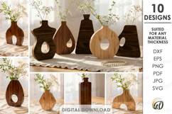 3D Decorative Vases Bundle Laser Cut. Flower Holder SVG Product Image 1