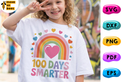 100 Days Smarter Svg, Png, Rainbow, Boy, Girl, Kids Shirt Product Image 1
