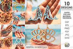 Summer Earrings Bundle Laser Cut. Dangle Summer Earrings SVG Product Image 1
