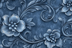 Blue Floral Pattern Background Wallpaper Product Image 1