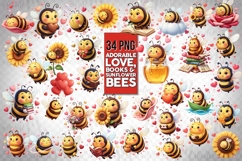 Cute Valentine Bee PNG Bundle Product Image 1