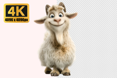 Cheerful Fluffy White Goat Transparent PNG Product Image 1