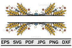 Cute Border Frame made of wheat ears, Clipart svg Product Image 1