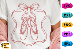 Preppy Bow Ballet Shoes SVG, PNG, Pointe Dancing Girl, Mom Product Image 1