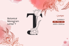 Botanical Flourish Monogram Letter T Product Image 1