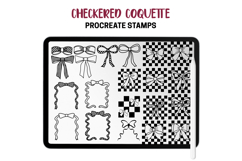 Checkered Coquette Procreate Stamps &amp; Brushes. Bows, Gingham Product Image 2
