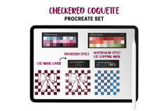 Checkered Coquette Procreate Stamps &amp; Brushes. Bows, Gingham Product Image 8