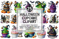 Spooky Cute Halloween Cupcakes Clipart PNG Bundle Product Image 1