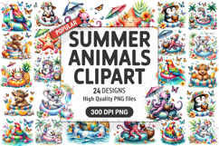 Summer Animals Clipart PNG Bundle, Tropical Summer Animals Product Image 1