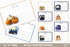 Autumn Card Bundle. Fall Postcard PNG Product Image 1