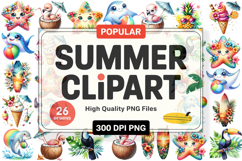 Summer Clipart PNG Bundle, Beach Clipart Design Product Image 1