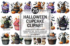 Spooky Cute Halloween Cupcakes Clipart PNG Bundle Product Image 1