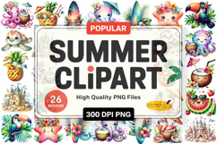 Summer Clipart PNG Bundle, Beach Clipart Design Product Image 1