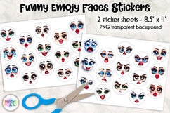 Funny Emoji Faces Stickers, Cute Face Sticker, Grumpy Face Product Image 1