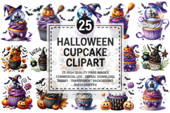 Spooky Cute Halloween Cupcakes Clipart PNG Bundle Product Image 1